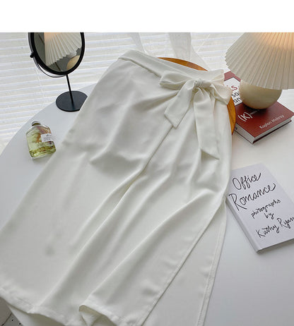 Korean version side split small design shows thin temperament A-line skirt  5695
