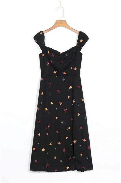 Romantic and fresh pastoral printed skirt, simple and slim  7122