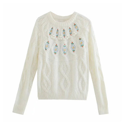 Round neck slim fit twist knitted sweater top  7389
