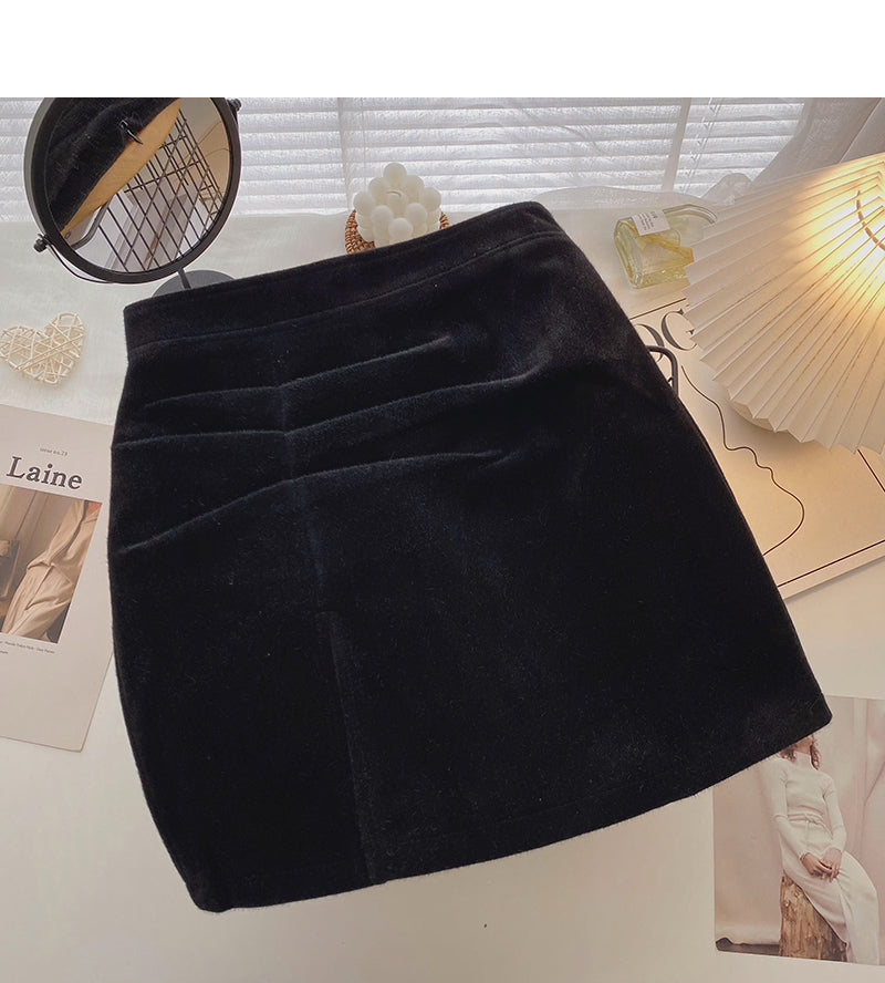 Fashion pleated hips show thin high waist skirt  5493
