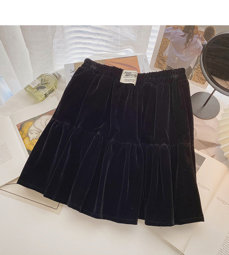 New Korean fashion age reducing pleated pleated high waist skirt  5477