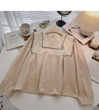 Korean style retro thin long sleeve shirt  6319