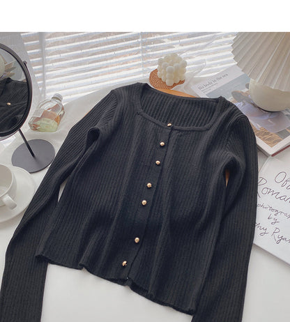 Long sleeve Pullover small square neck sweater  6636