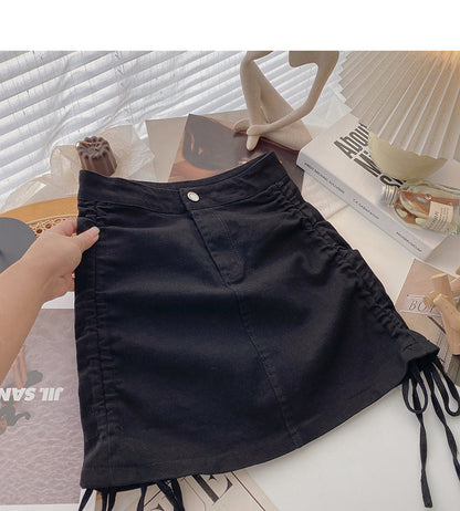 New Korean slim design A-line skirt with drawstring wrapped hip  5626