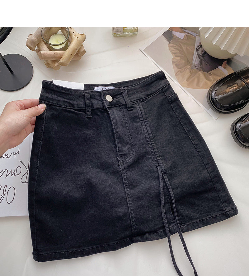 New Korean fashion retro small split rope skirt  5522