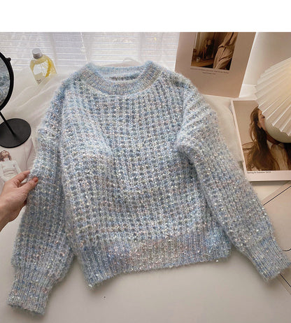 Korean design personalized color long sleeve Pullover loose top  5968