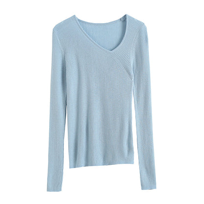 Irregular design neckline slim knit  7306
