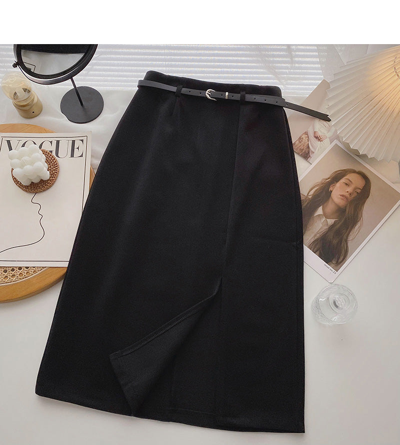 Korean fashion high waist A-shaped medium and long skirt  5764