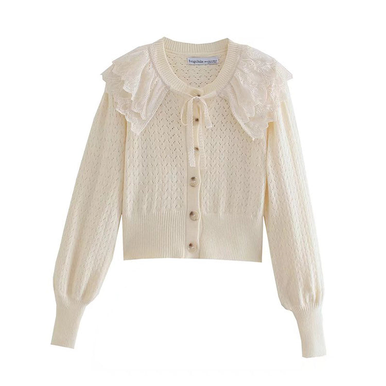 Sweet lace doll neck sweater sweater coat female  7337