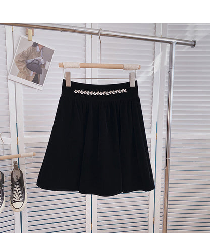 New Korean version small fragrance temperament A-shaped umbrella skirt  5396