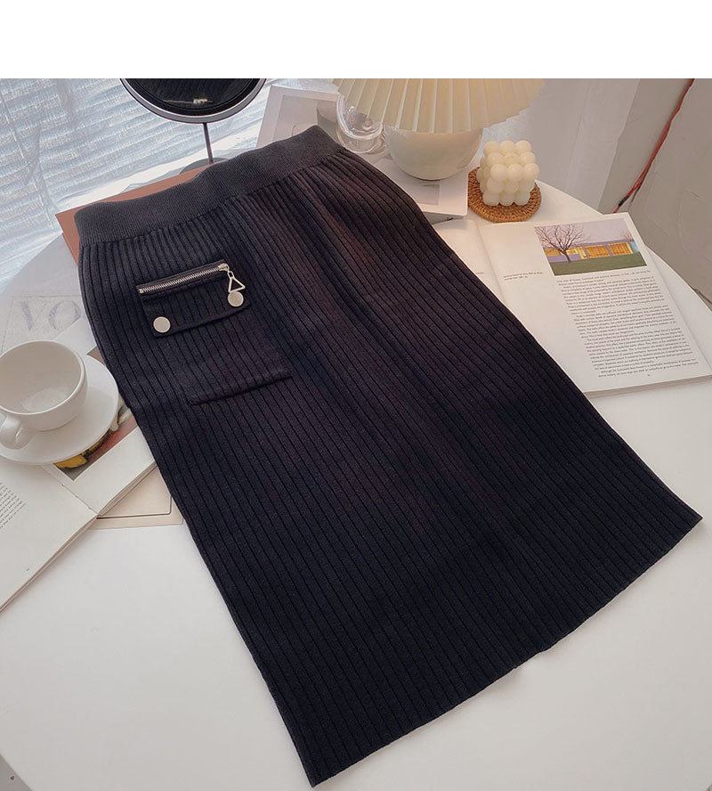 Design: Hong Kong style high waist split Hip Wrap Skirt  5755