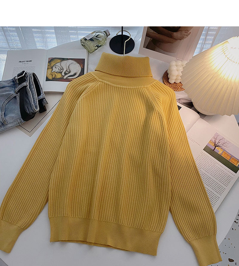 Knitted sweater women's Retro simple high neck Pullover long sleeve top  6662