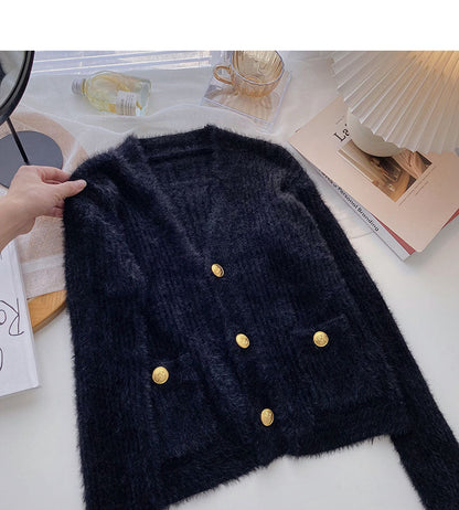 Korean small sweet and gentle V-Neck long sleeve top  6031