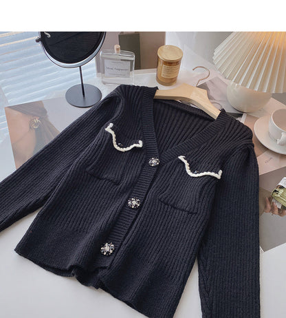 Slim slim lazy V-neck single breasted top  6200