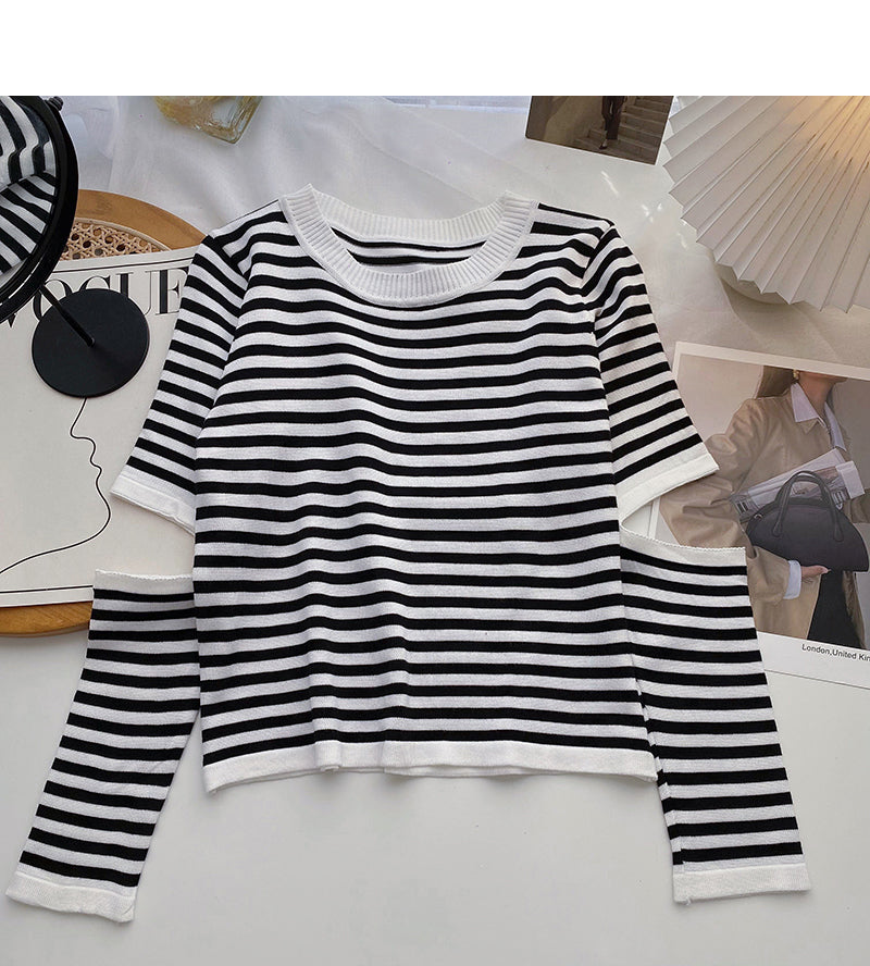 Design sense hollowed out long sleeve sweater  6477