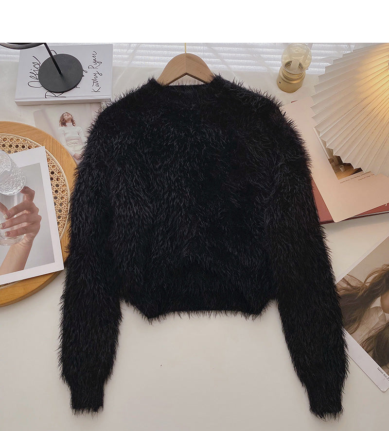 Korean soft waxy lazy and versatile long sleeve Pullover Top  5952