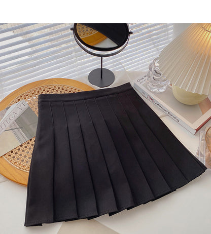 Korean version of versatile popular solid color high waist A-line skirt  5558