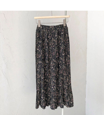 New port style pleated high waist thin medium length skirt  5681