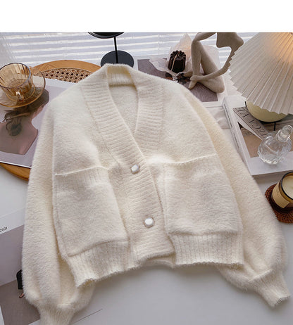 Loose design imitation mink coat cardigan  6073