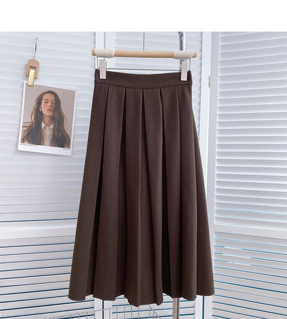 The new Korean version is slim and Retro High Waist A-shaped skirt  5824