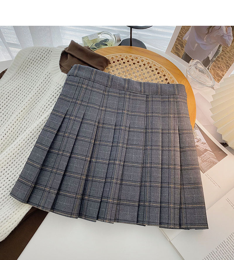 Slim and slim design lattice high waist A-line skirt  5485