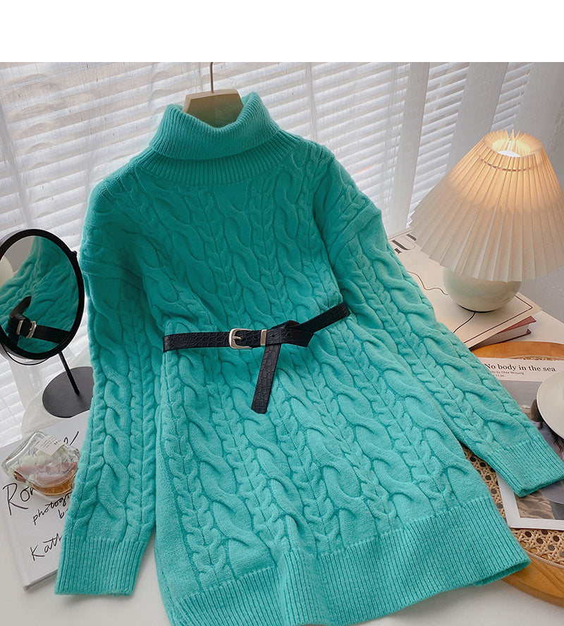 Medium length high neck Pullover twist sweater  5953