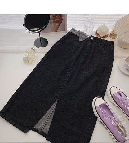 Korean minority design split high waist fashion A-line skir 5723