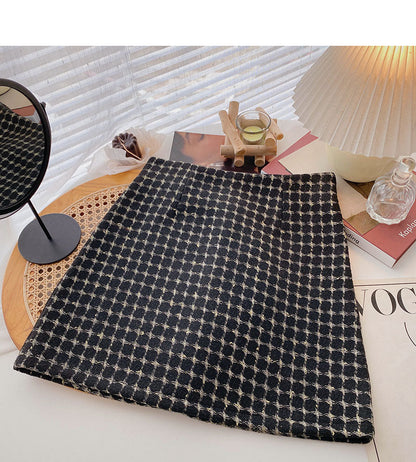 Retro personalized Plaid slim Hip Wrap Skirt  5597