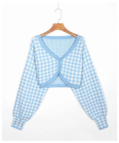 Knitted cardigan girl's top high waist open navel sweater coat sweater  7170