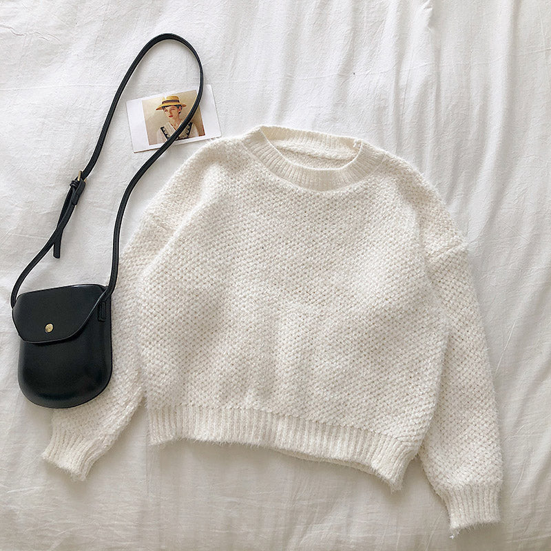 New Korean student loose round neck top  5835