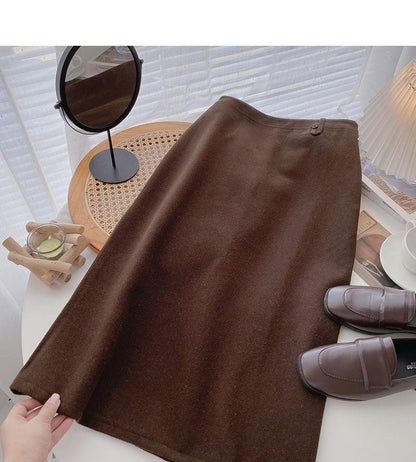 Korean fashion retro split A-shaped high waist skirt  5799