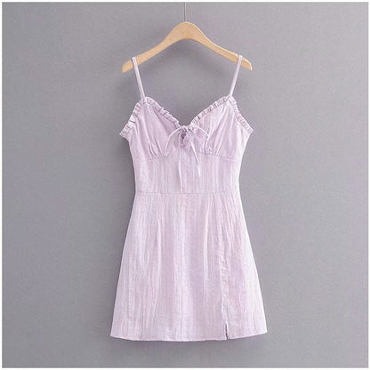 Ear edge Jacquard lace up mini suspender skirt  7088