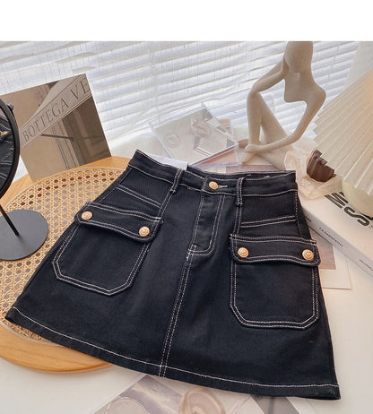 Korean small pocket design, personalized slim skirt  5645
