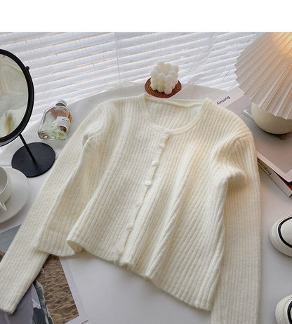 Knitwear women's casual versatile V-Neck long sleeve top cardigan  6554
