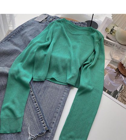 Casual solid short Pullover long sleeve T-shirt  6504