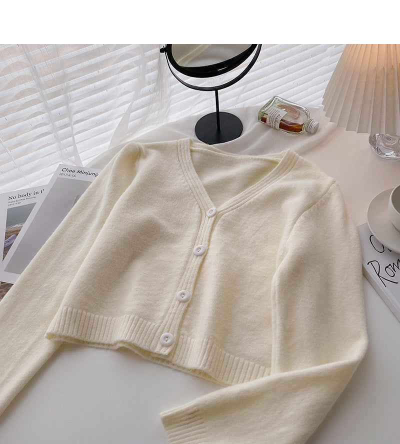 Korean fashion short high waist versatile small V-neck top fashion  5894