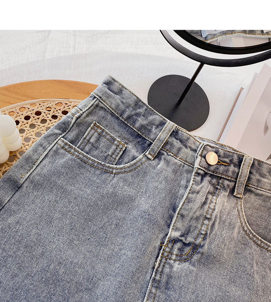 Korean fashion slim A-line split skirt  5704
