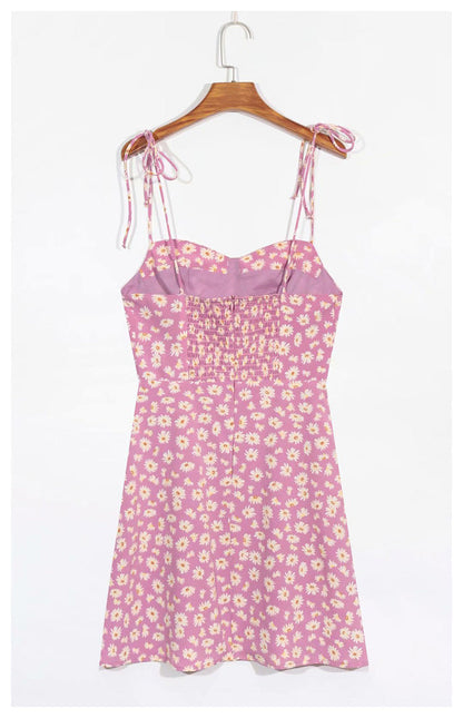 Daisy print A-line suspender dress  7035