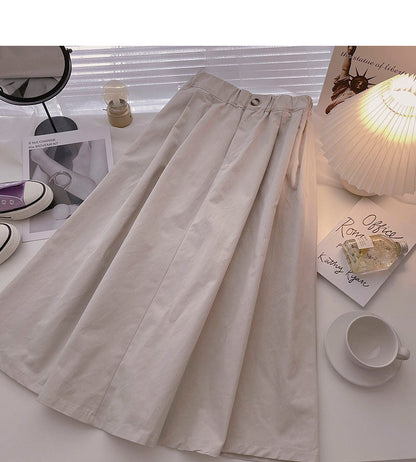 Simple solid color versatile A-line dress  5710