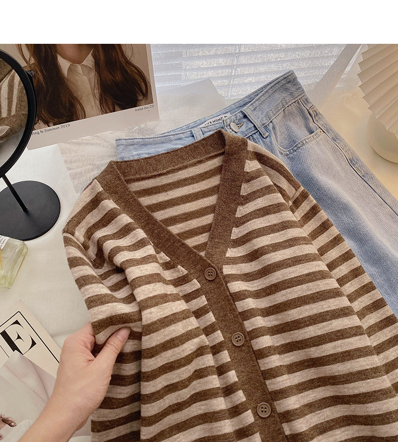 Knitted cardigan coat women's Retro lazy style  6565