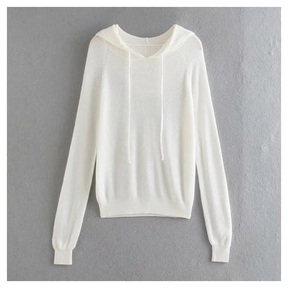 Versatile loose casual hooded Pullover Crew Neck Long Sleeve Sweater  7282