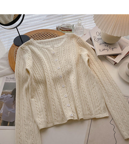 Korean minority design simple casual single breasted long sleeved top  6572