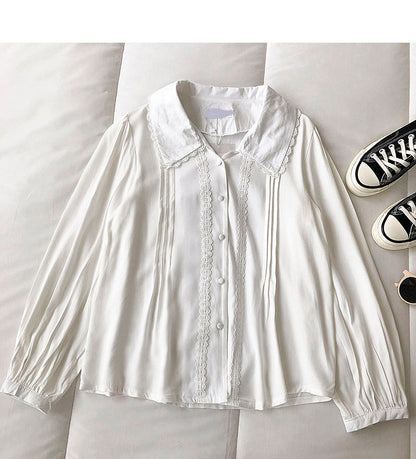 Women's sense of minority solid color shirt  6260