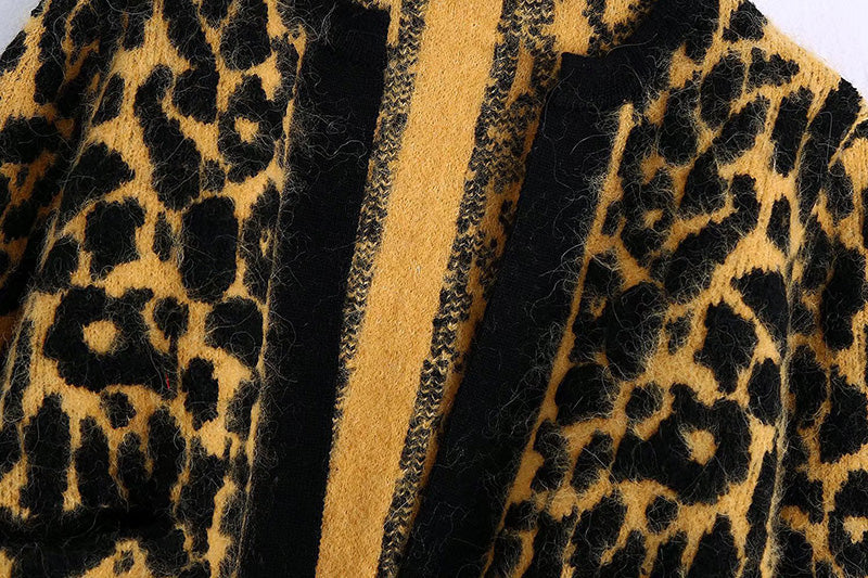 Vintage animal jacquard sweater knitted coat  7350