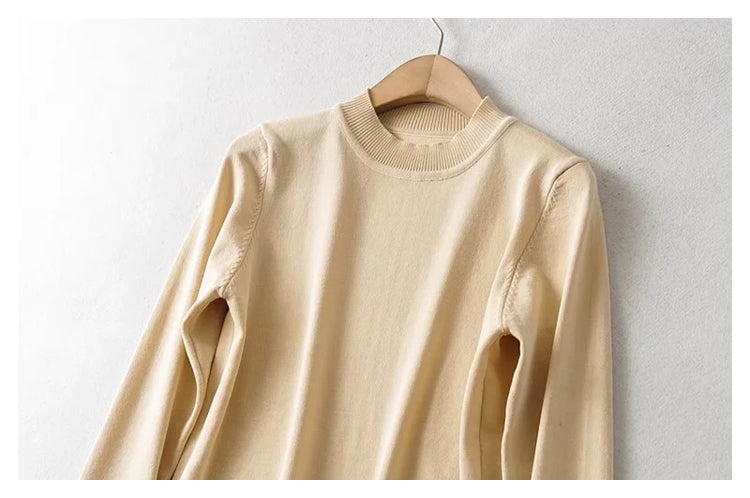 Versatile sweet half high collar bottomed sweater top  7438