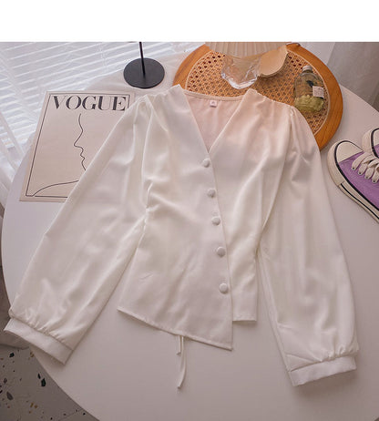 French Lantern Sleeve Shirt niche bandage  6280