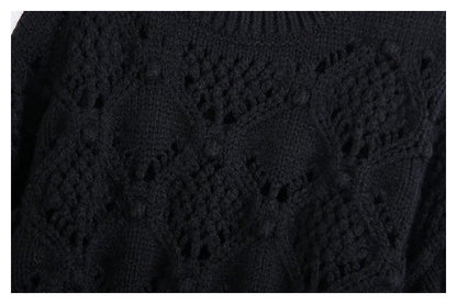 Lazy wind ball decoration eight strand hollow knit sweater  7522