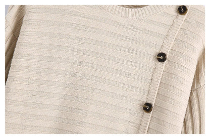 New fashion versatile rib knit with button  7301