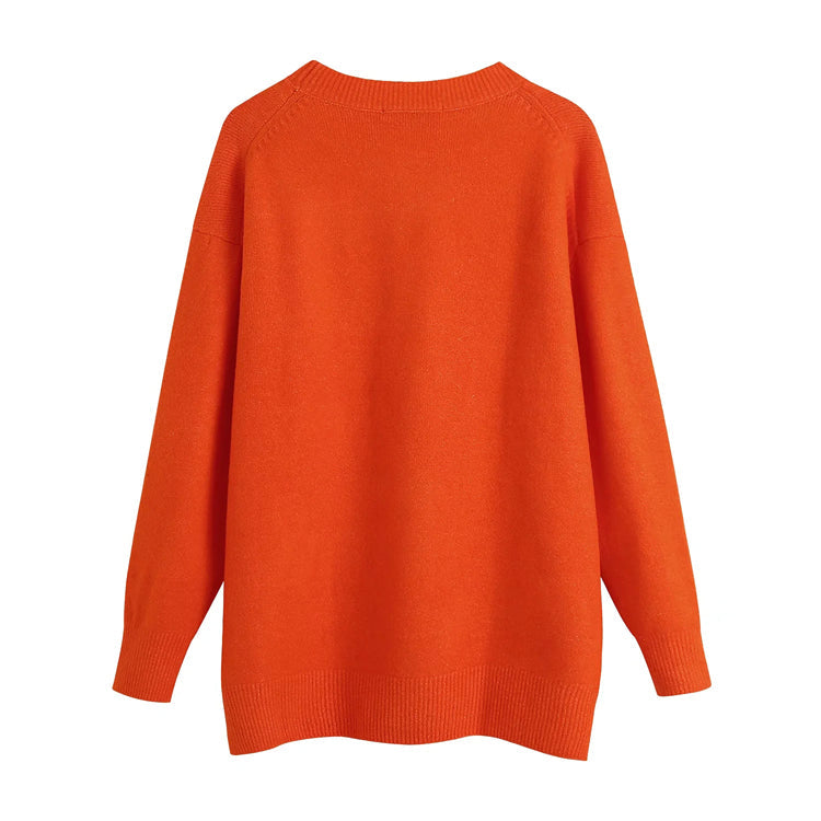 Simple and versatile round neck Pullover blended sweater  7375
