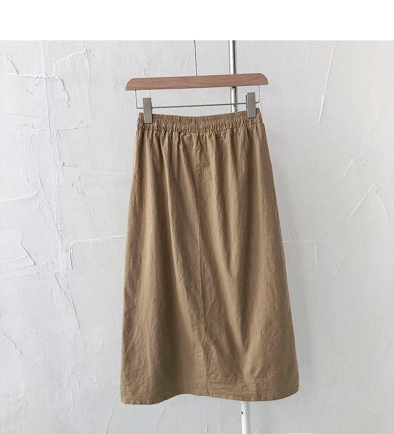 New Korean version simple and versatile elastic waist skirt  5685